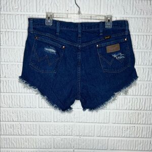 Wrangler Women's Dark Blue Frayed Denim Shorts